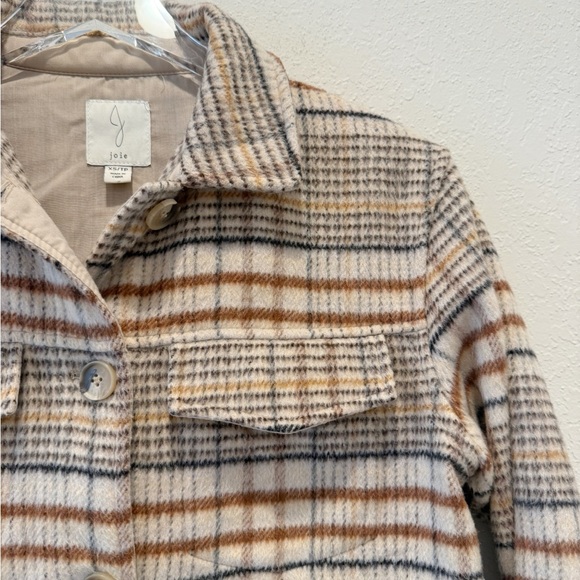JOIE Brushed Plaid Boxy Jacket‎ size XS Shacket - Picture 4 of 5